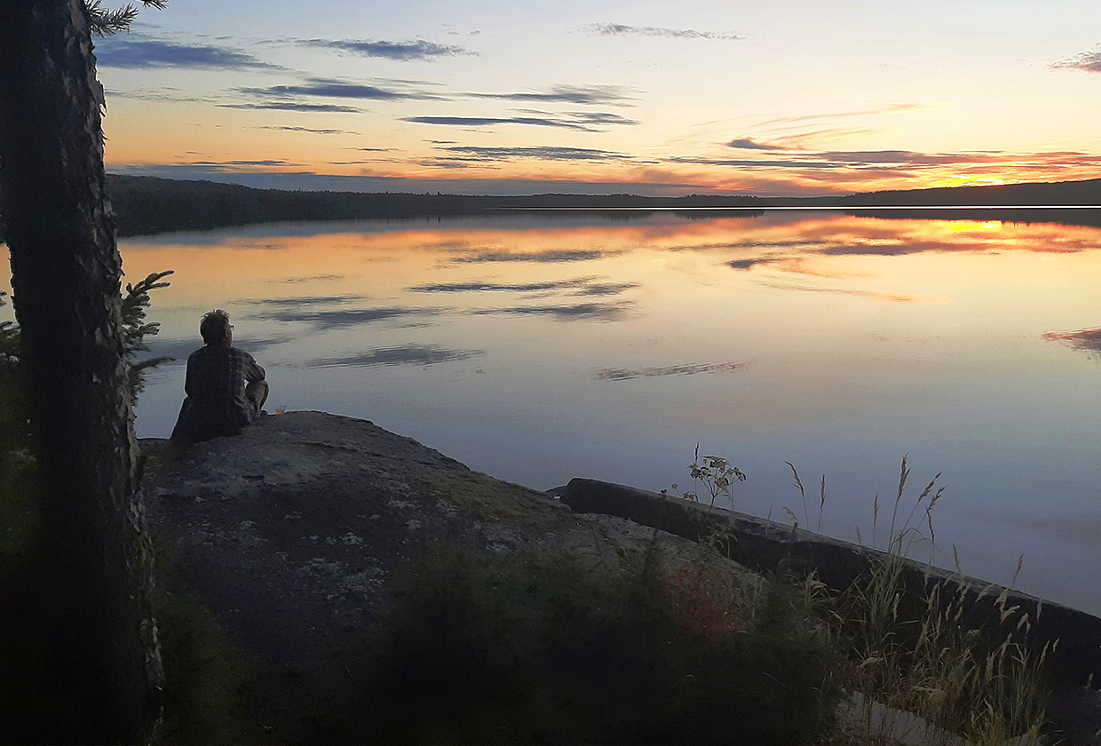 Chilling out lake side at sunset
